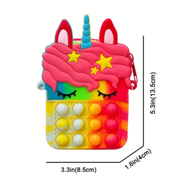 Girls Silicone Cute Unicorn Messenger Bag Coin Purse - Image 2