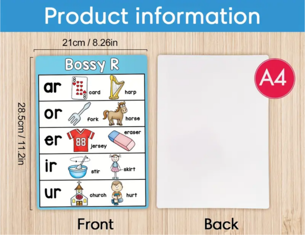 10Pcs/Set Phonics English Words A4 Posters - Image 2