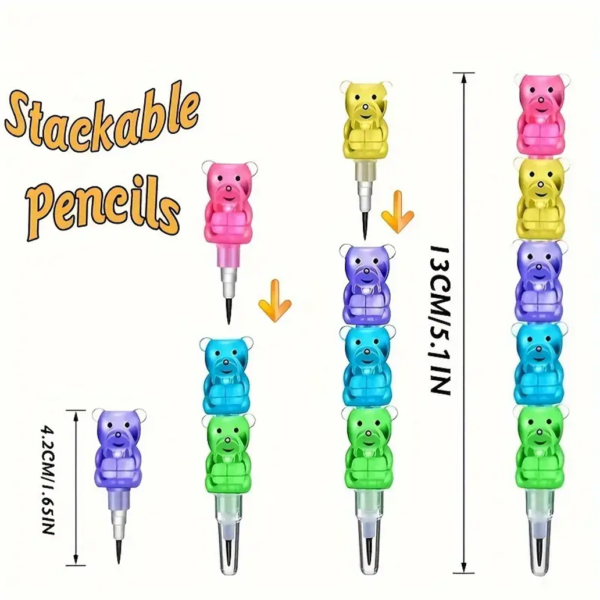 Cartoon Bears 5 Sections Building Blocks Pencils - Image 3