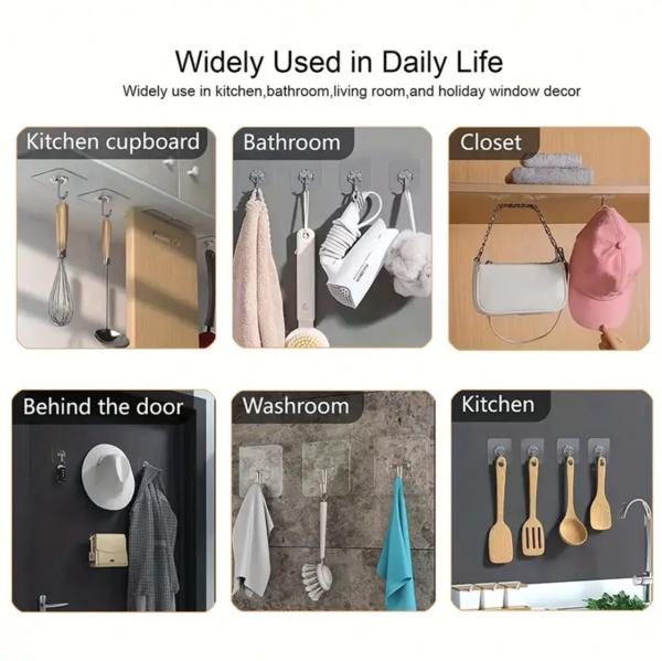 10pc Transparent Utility Hooks - Image 2