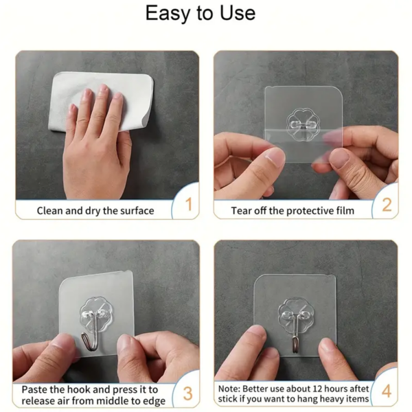 10pc Transparent Utility Hooks - Image 3