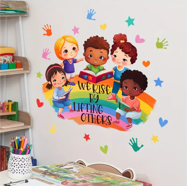 Inspirational 'We Rise By Lifting Others' Classroom Wall Decal - Image 2