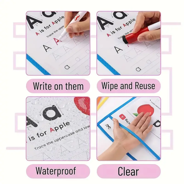 Reusable Dry Erase Pockets Set with Colorful Markers - Image 7