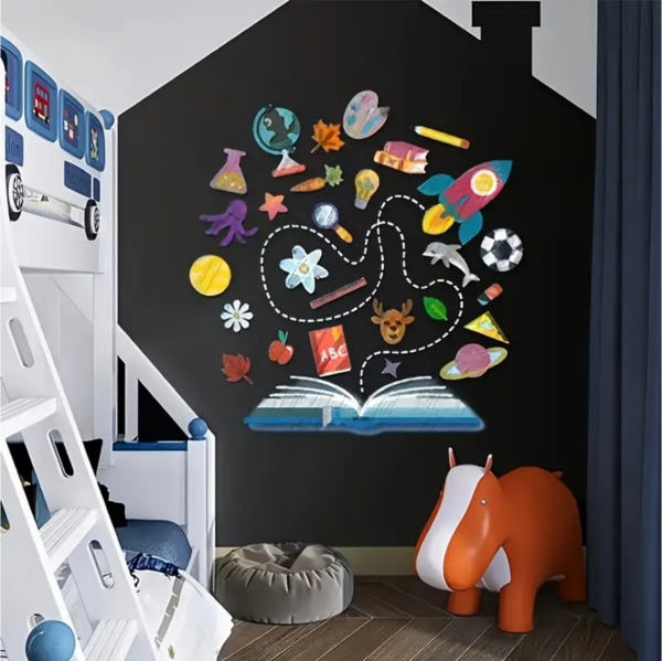 Blackboard Wallpaper Sticker Peel and Stick with 5 Chalk Markers, - Image 2