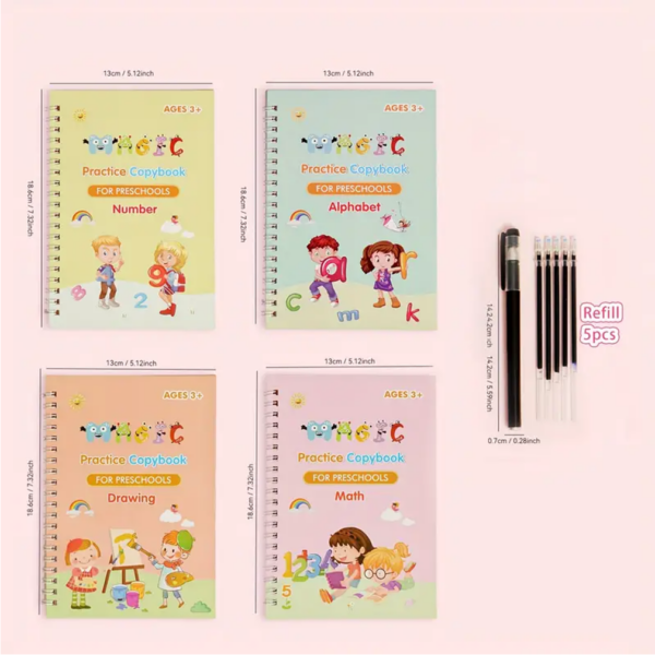 4-Pack Children's Magic Practice Copybooks Set with Pen and Refills - Image 5