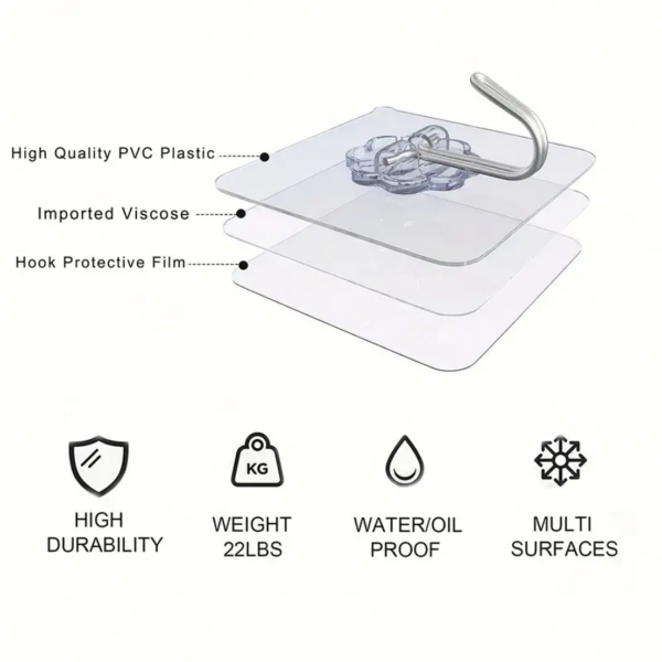 10pc Transparent Utility Hooks