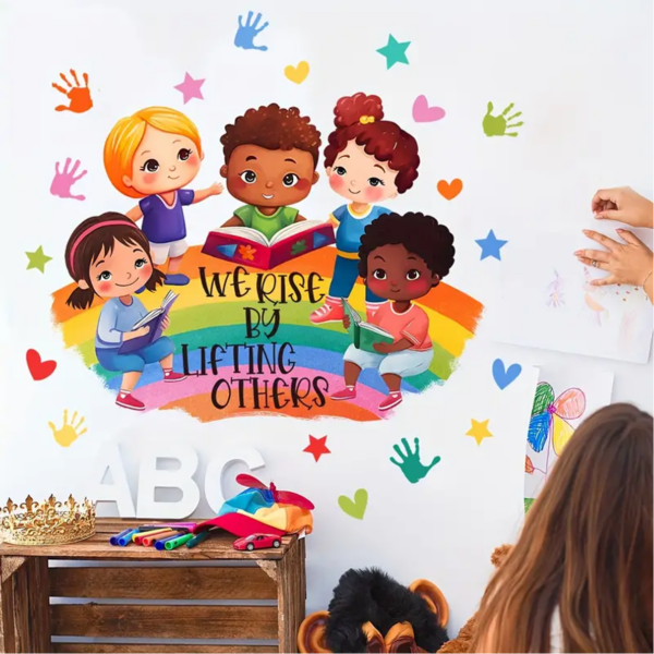 Inspirational 'We Rise By Lifting Others' Classroom Wall Decal - Image 4