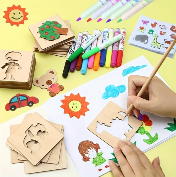 20pcs Wooden Drawing Stencils Kit