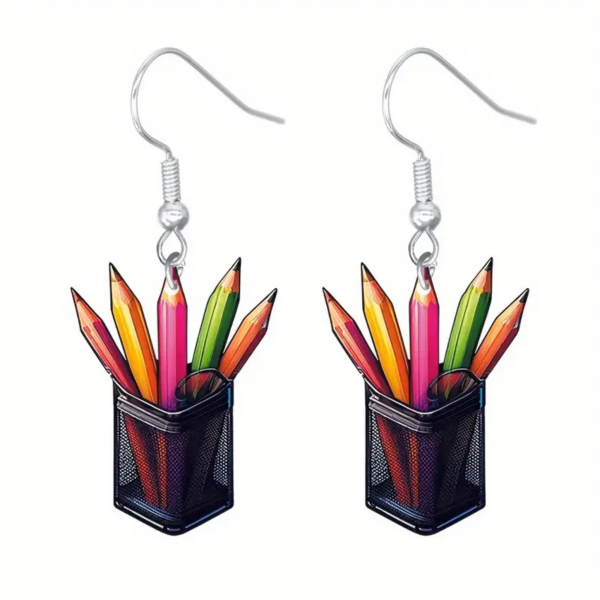 Pencils Drop & Dangle Earrings Set